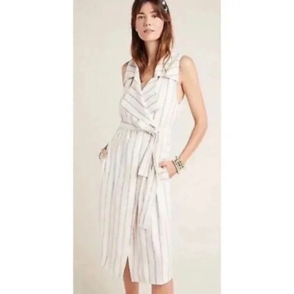 Anthropologie Hollis Tie-Front Trench Vest Dress Medium